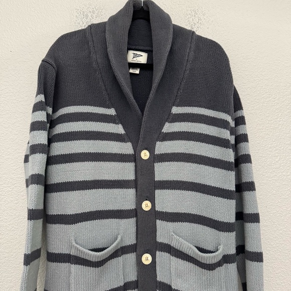 Gant by Michael Bastian Blue Nautical Stripe Shawl Collar Cardigan Sweater Large - Picture 2 of 15